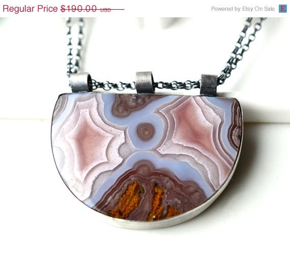 ON SALE Beautiful Agua Nueva Agate Nodular Necklace in Sterling Silver, One of a Kind, Pastel Colors, Metalwork, Bezel Work, Modern, Statem