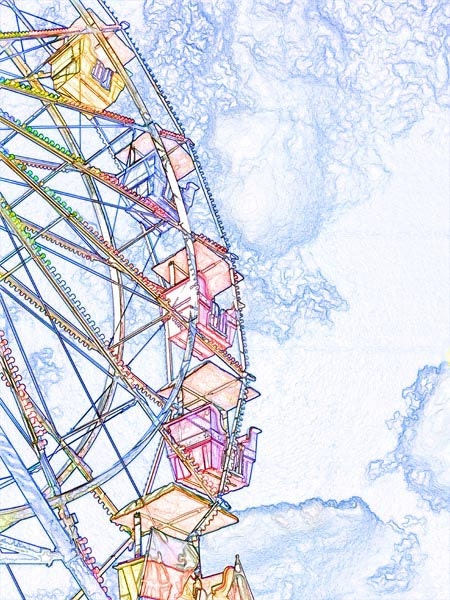 Enhanced Photo Art, Giclee Print, Nursery wall Art, Ferris wheel Art Print