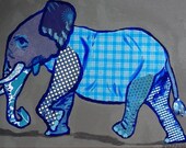 Blue Elephant Original Painting Collage