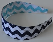 REVERSIBLE Navy and White Chevron COMFORT FIT Fabric Headband