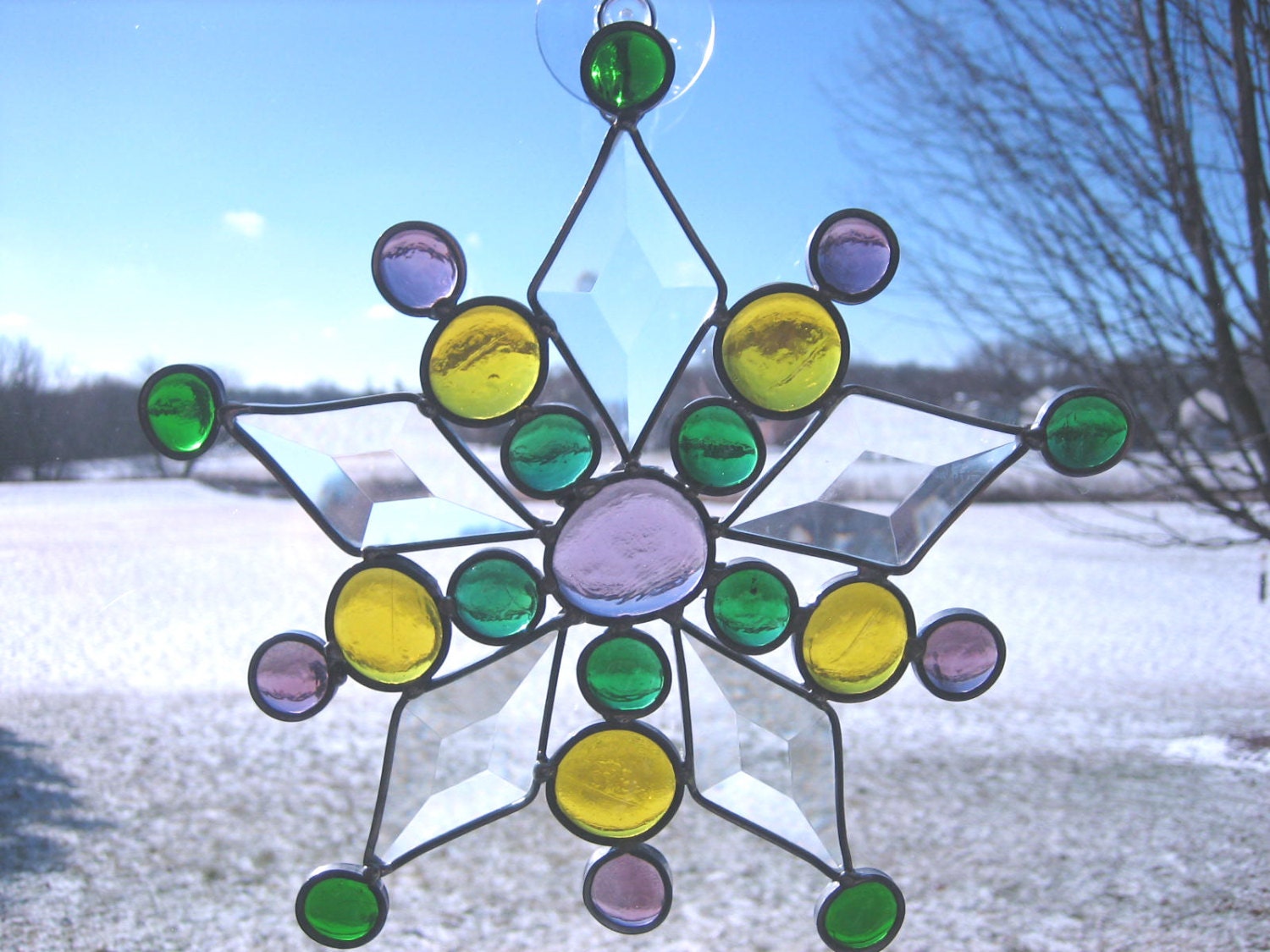 Mardi Gras  Bevel and Glass Star, purple, gold, green, mardi gras colors, New Orleans