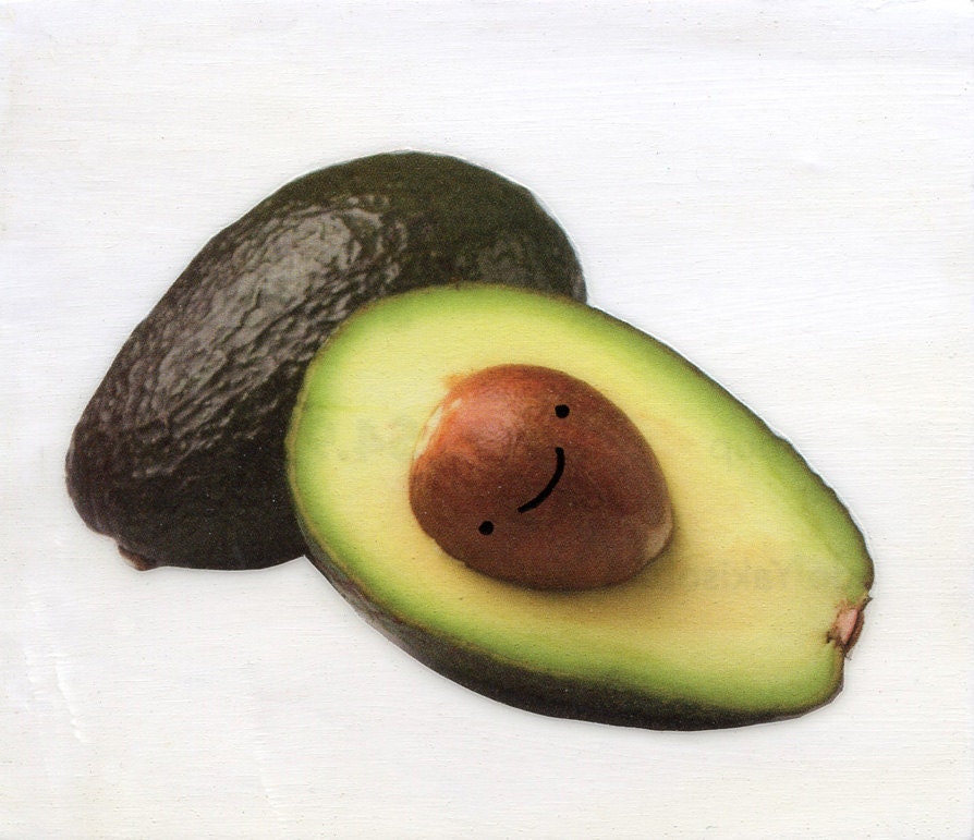 Happy Avocado original collage mixed media art