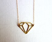 Handmade Hammered Brass Gemstone Outline Necklace- Rachel Pfeffer