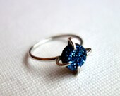 True North Blue Druzy Sterling Silver Handmade Ring