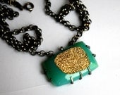 24k Gold Plated Sea Foam Green Drusy Necklace