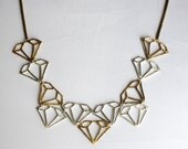 Sterling Silver and Brass Diamonds on Diamonds Statement Necklace