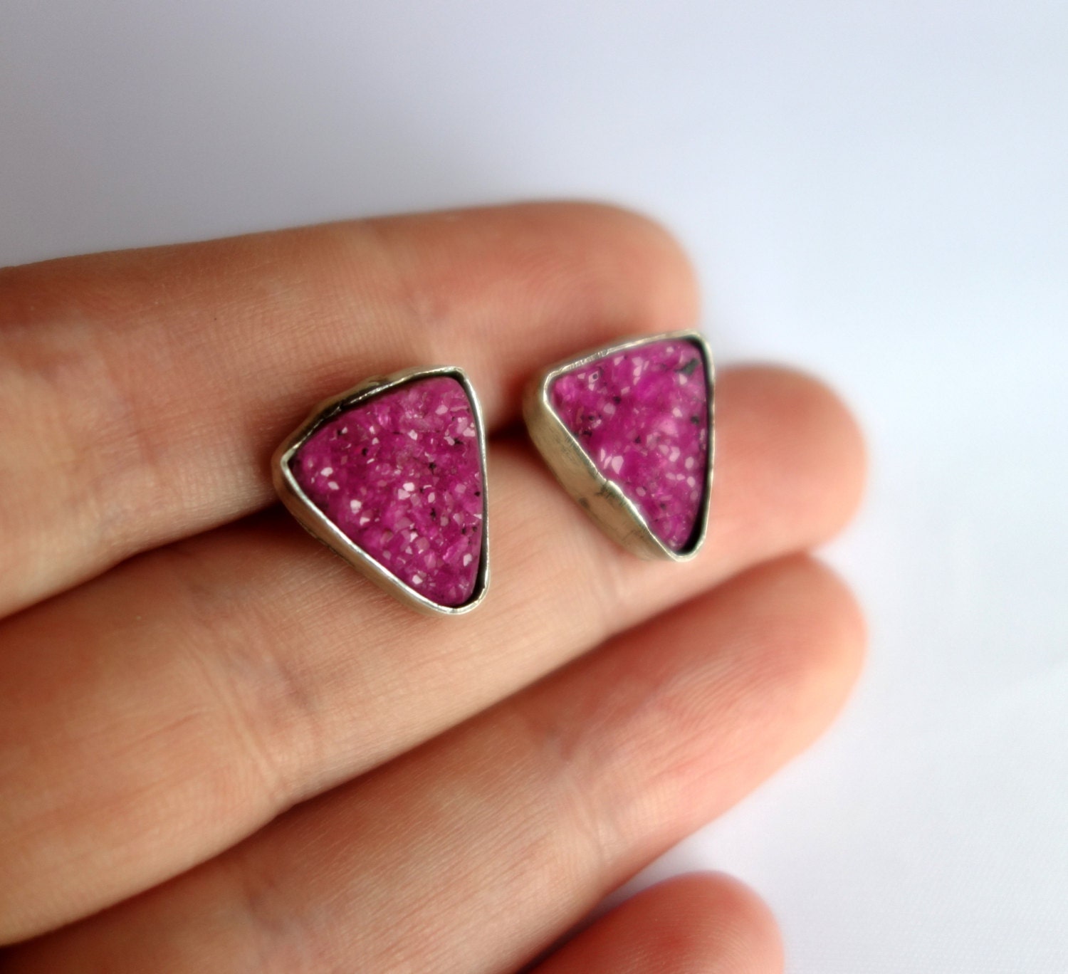 Handmade Cobalto Calcite Sterling Silver Studs