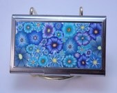 Colorful Millefiori Floral Polymer Clay Embellished Business Card Case