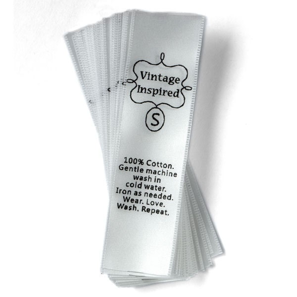 100 Wash care satin sew on personalized labels textile tag fabric tag clothing tag for CPSIA requirement