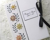 Personalized Wedding Photo Album Keepsake with Handstitched Colorful Beaded Daisies