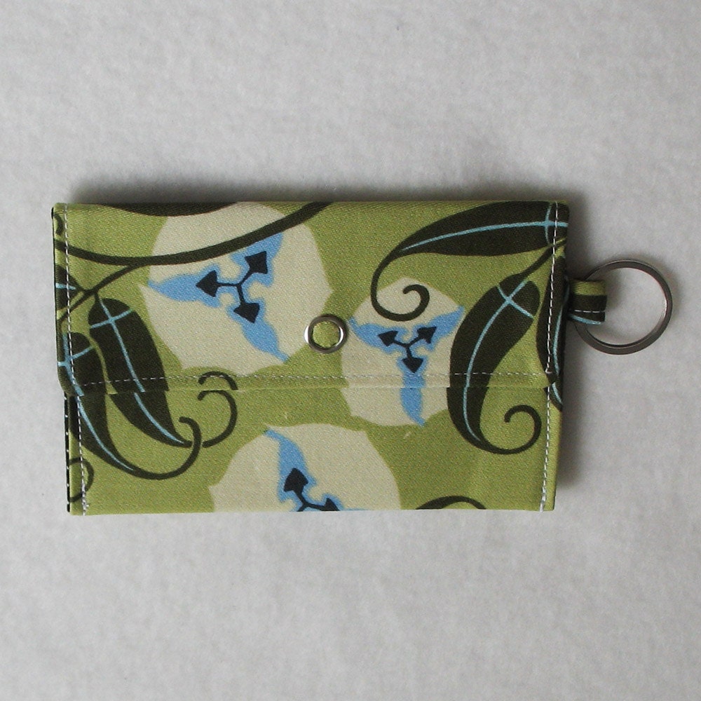 Mini One-Snap Wallet - Amy Butler Nigella Passion Vine Celery
