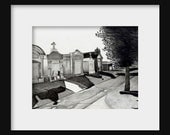 Cemetery art print black white and gray landscape from original pencil drawing 11 x 8.5