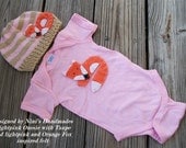 Baby Fox inspried Baby Girl Hat and Onesie   Set,  children's hat and accessories, fox beanie, fox fall onesie, fall baby set