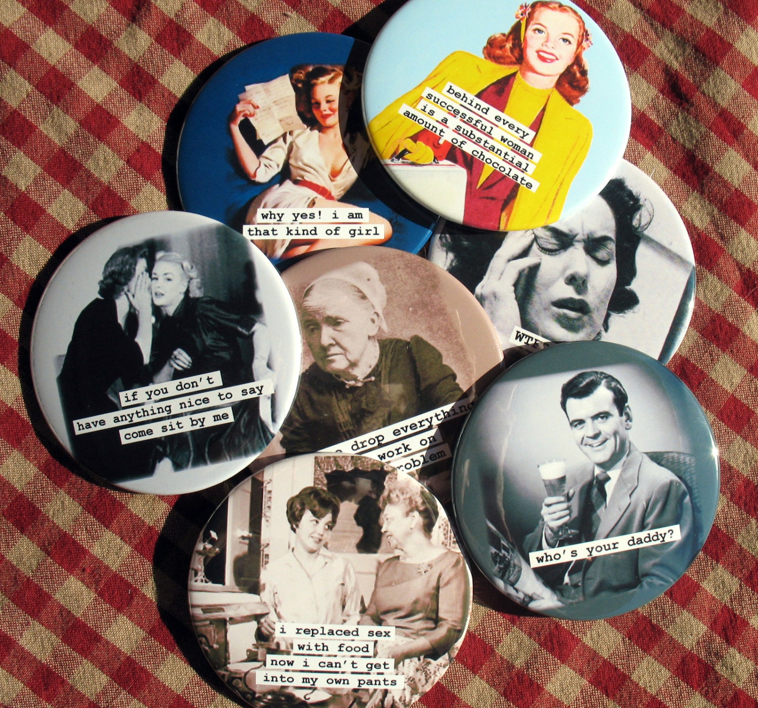 Funny Retro Magnets Any 3 Mylar Magnets. Bulk Buy. Pick your favorites. 3 inch mylar