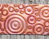 Textured Copper Sheet Metal, Circles and Dots, Patina Copper Sheet Metal, Orange, Pink, Bronze, 26 gauge, 6" x 1.125" (C26A108)