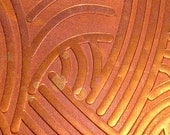 Textured Copper Sheet Metal, Patina Copper Sheet Metal, Curved Lines, Orange, Pink, Warm Copper Glow, 24 gauge, 6" x 1.3125" (C2417)