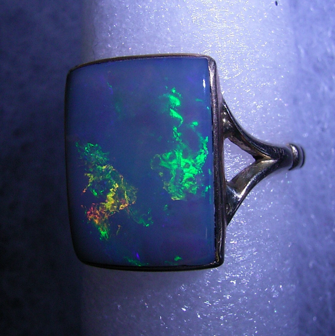 Art Deco Lightning Ridge opal ring 9ct yellow gold