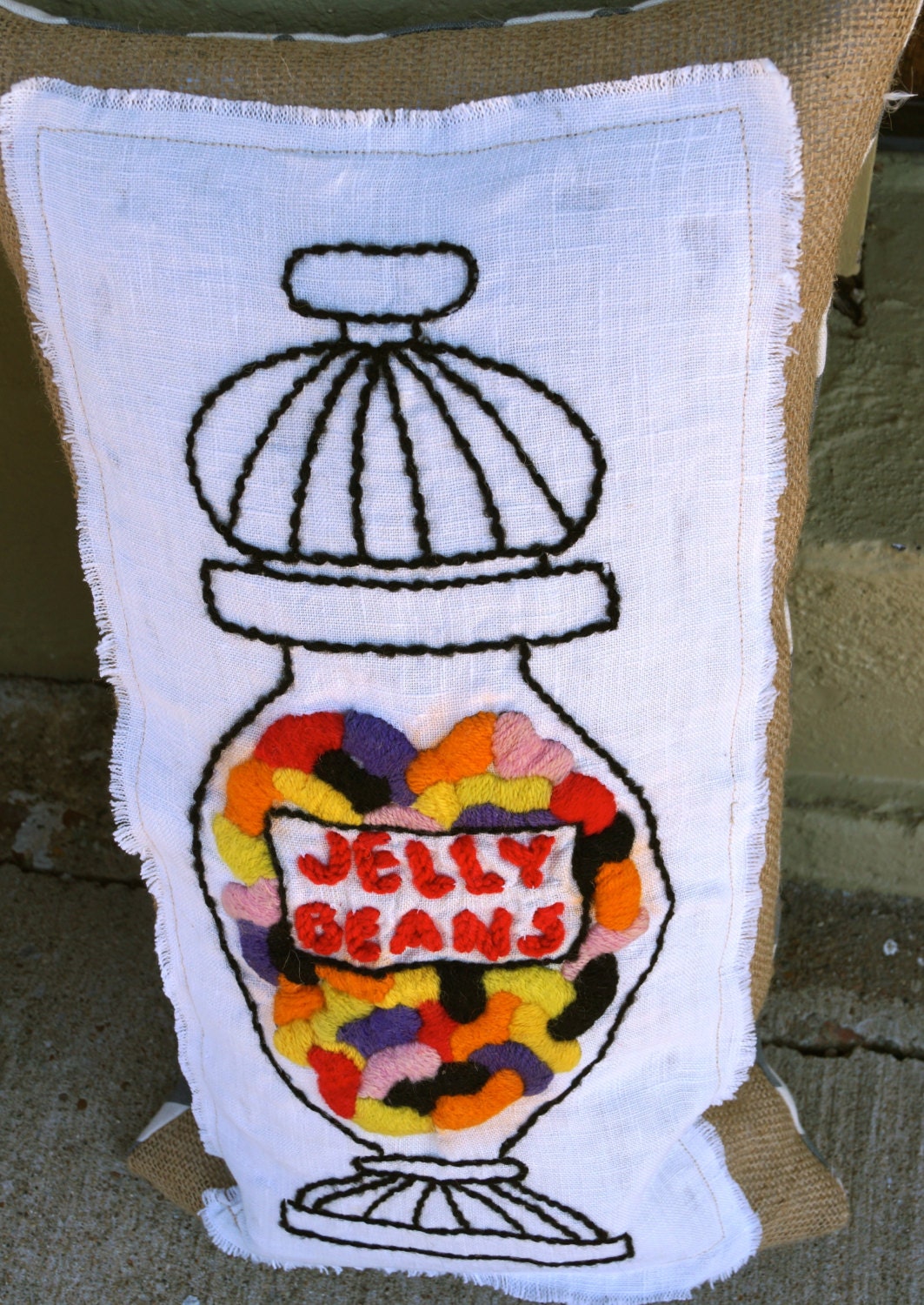 Jellybeans Burlap pillow