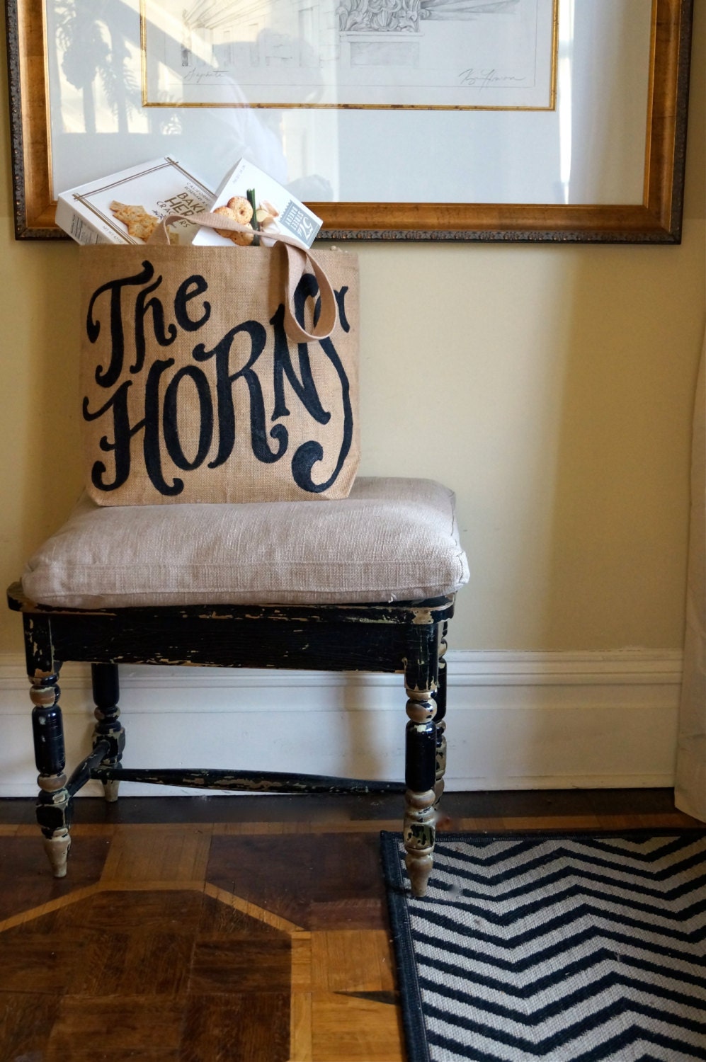 Custom Monogram Burlap Tote