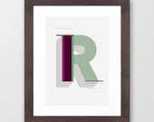 Typographic Print, letter R (custom colour)