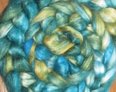 NEW PRICING Tussah Silk Roving, 2 ounces Handpainted Underwater Ripples