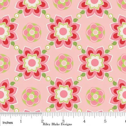 SUGAR and SPICE Pink Floral by The Quilted Fish Riley Blakd Fabrics, 1/2 Yard,  SALE