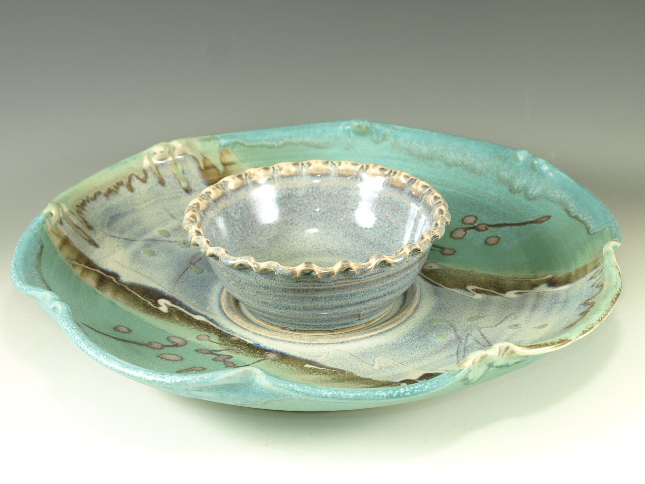 Chip and Dip set - Handmade stoneware pottery