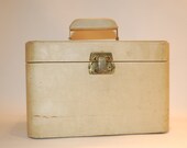 Vintage leather suitcase luggage small carrying case