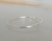 Sterling Cross Bracelet, Simple Sideways Cross Bracelet, silver bangle bracelet