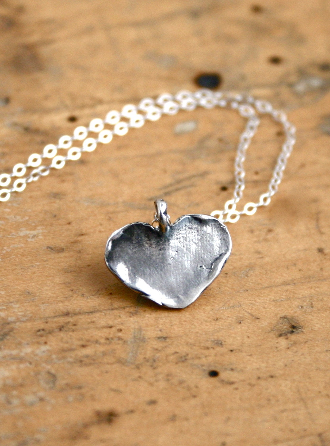Sterling silver heart necklace - simple silver jewelry