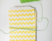 Yellow chevron paper favor bags, Set of 20