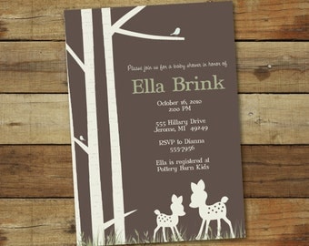 deer baby shower invitation, modern, gender neutral - oh deer