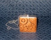 Gearbox repurposed steel and polymer clay pendant on a ball chain