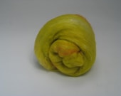 Hand dyed Merino and Silk Wool batt green lime orange