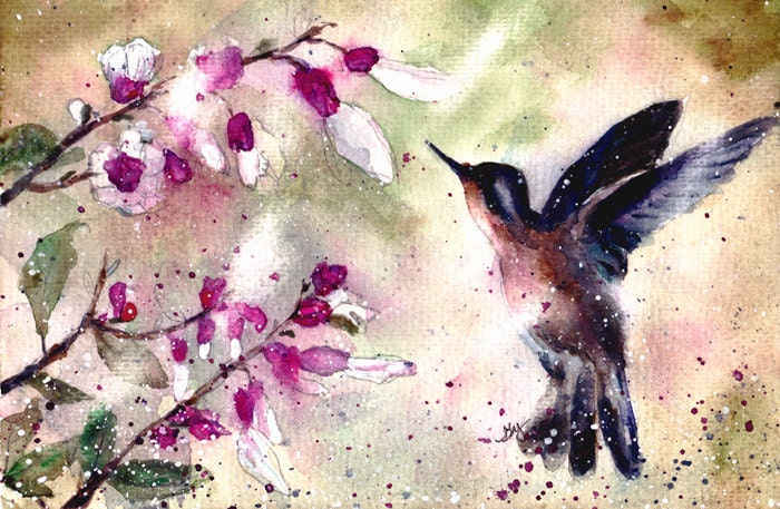 Hummingbird Original Watercolor Painting