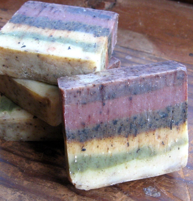 Patchwork - random striping goats milk soap