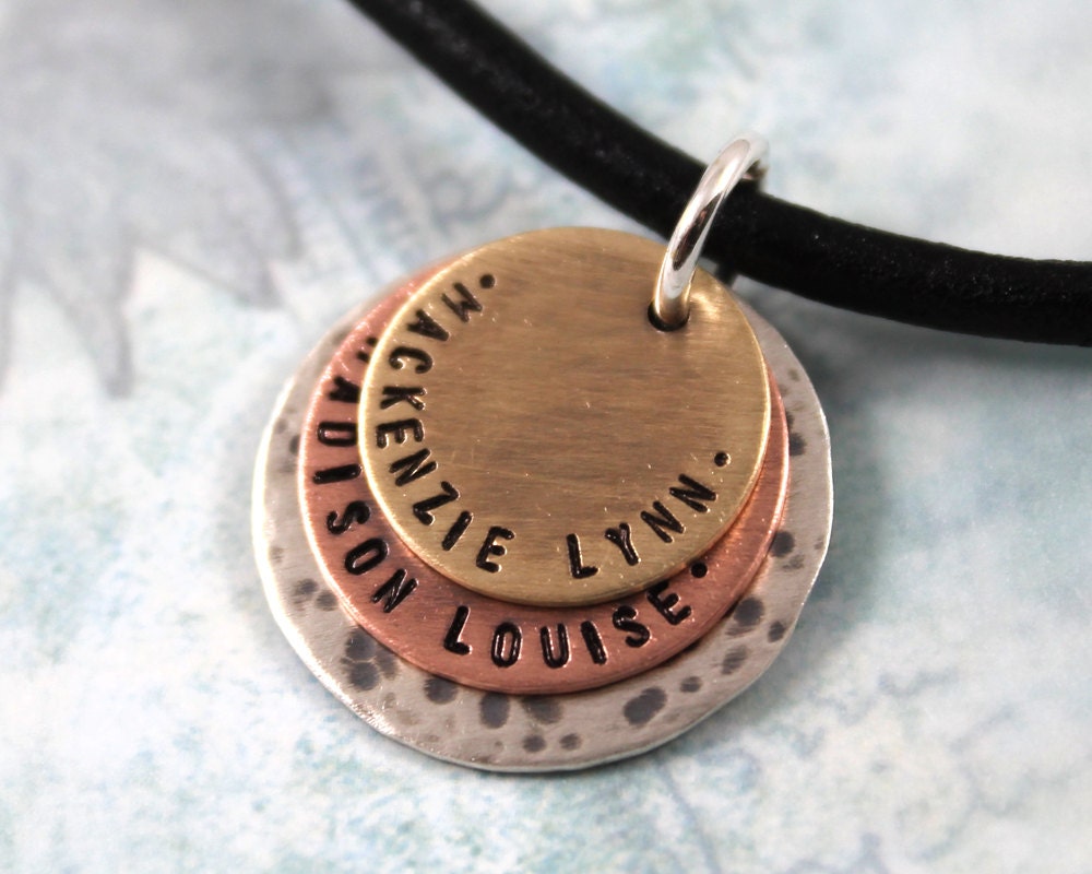 Gift for Dad with 2 children, Personalized necklace with Special Message on Back, Anniversary Gift for Husband