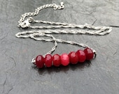 Strawberry Red Chalcedony Ombré Roll Necklace in Silver