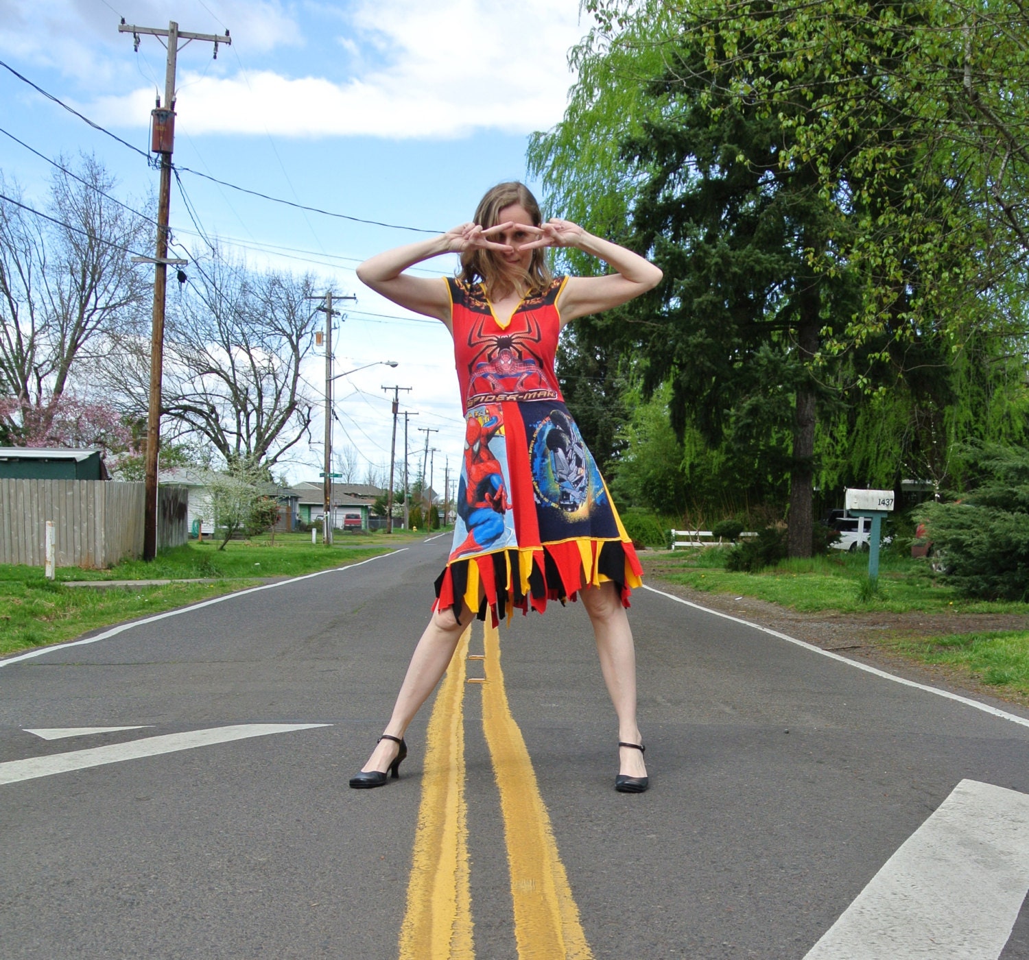 Upcycled Superhero T-shirt Dress