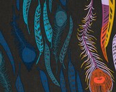 Field Study Linens - Anna Maria Horner Fabric - Parenthetical Feathers in Deep / Navy Blue - Half Yard