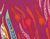 Field Study Linens - Anna Maria Horner Fabric - Parenthetical Feathers in Berry- Half Yard