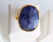Unique Dark Blue Colored Jade ring