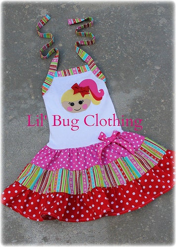 April Sunsplash Lalaloopsy Doll Tiered Dress Custom Boutique Girl Sizes 12m 18m 2T 3T 4T 5T 6 7 8 9/10