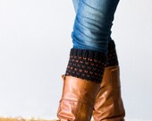 Black boot toppers,boot cuffs with orange dots