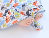 Baby Boy Blanket, 24x24 Elephant Walk Lovie, Security Blanket with Minky for Baby Boy Toddler Boy