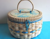 Vintage Round Wicker Sewing Basket or Purse