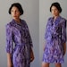vintage sheer LAVENDER office dress /  1970s art deco print day dress