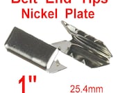 50 Pieces - 1 inch - Metal Belt End Tip - BLACK, NICKEL or BRASS Plate Finish