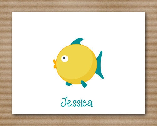 Fish Note Cards / Notecards / Card / Sea / Ocean / Summer / Beach / Personalized (set of 8)