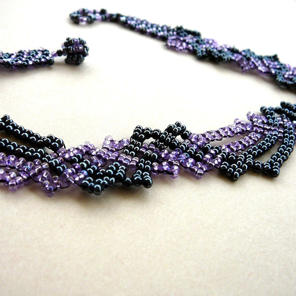 Dierdre of the Violet Eyes - Celtic Knot Inspired Beadwoven Choker